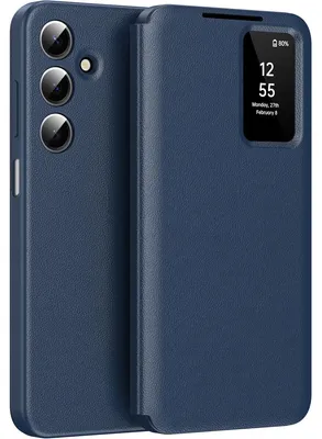 Obrázek produktu pro Kožené flipové pouzdro pro Samsung Galaxy A16 5G/4G, obal s funkcí Smart View okna a přihrádkou na karty Modrý