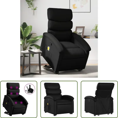 Produktbild von The Living Store Massagesessel mit Aufstehhilfe Schwarz Kunstleder