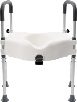 Image de Réhausseur de siège de toilette & cadre de sécurité pour personnes âgées, avec accoudoirs, élévateur 110mm, capacité de poids 150Kg