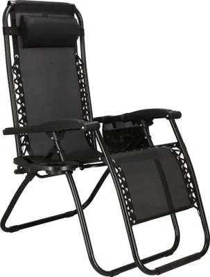 Produktbild von Sonnenliege Liegestuhl mit Kopfstütze Relaxstuhl 110 x 80 x 67 cm Getränkehalter Hängetasche Armlehnen Klappbar Zero Gravity