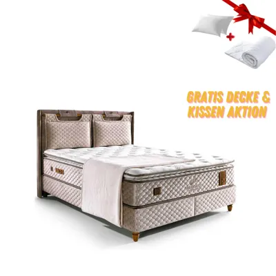 Produktbild von Bambi Boxspringbett 180x200 mit Bettkasten mit Matratzen Magnasand Therapy Set Stauraum 7-Komfortzonen H3 Braun