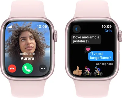 Produktbild von APPLE Watch Series 9 GPS 45mm Pink Aluminium Case with Light Pink Sport Band