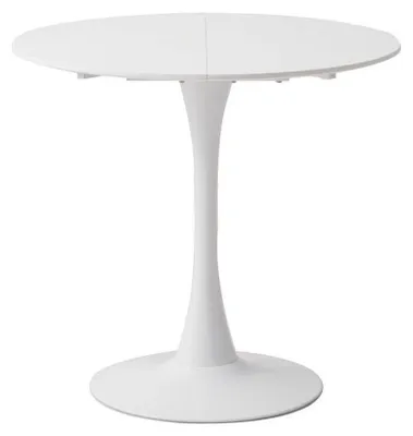 Image de Table ronde de salle à manger, blanche, en MDF, de 80 cm de diamètre, pour 2 à 4 personnes