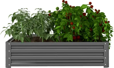 Produktbild von Gartenbeet, Pflanzkasten mit Stahlgehäuse, Hellgrau, 120 x 120 x 30 cm