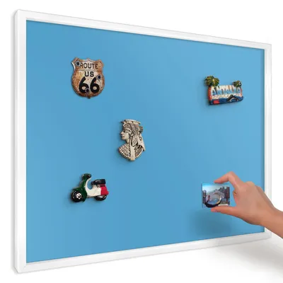 Produktbild von Magnettafel 70x50 cm mit weißem Rahmen - Magnetische Metalltafel, Magnetpinnwand zur Wandmontage für Wohnzimmer, Küche, Flur, Kinderzimmer und Büro - Blaues Wasser