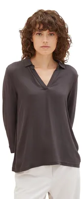 Produktbild von TOM TAILOR Damen Polo T-Shirt im Material-Mix