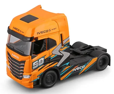 Produktbild von Bburago Modell 1:43 IVECO S-WAY 570 orangefarbener Lkw 18-32208