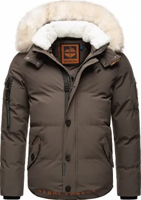 Produktbild von Stone Harbour Herren Winterjacke Steppjacke Parka Teddyfell warm gefüttert Kapuze Halvaar Anthrazit mit Weißem Fell Größe. L