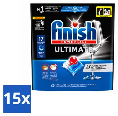 Produktbild von 15 x Finish Ultimate Spülmaschinentabs Regular - 17 Tabs - Vorteilspackung - 15 Stücke