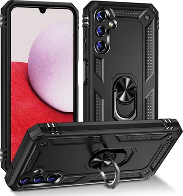 Produktbild von Galaxy A14 5G Hülle, Schiebe Kamera Schutz Schutzhülle mit Ringhalterung Ständer Kartenhalter für Samsung Galaxy A14 5G Schwarz