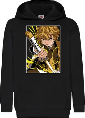Produktbild von Kinder Kapuzenpullover Japan Manga Comics Anime Demon Anime Slayer Zenitsu Agatsuma Var-025 Agatsuma Lightstorm, 9-11 Jahr - 140 / Schwarz