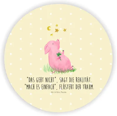 Produktbild von Mr. & Mrs. Panda magnet Schwein Glück - Gelb Pastell - Geschenk, für fotos, kühlschrank, Träume, Glücksbringer, Kühlschrankmagnet, Ziele, Sterne, magnettafel, pinnwand