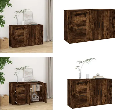 Image de vidaXL Sideboard chêne fumé 100x33x59,5 cm Bois composite - Sideboard - Buffets - Armoire - Armoire de stockage