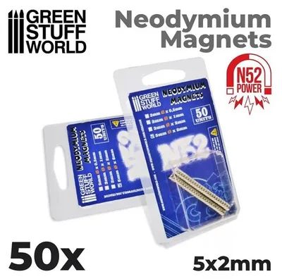 Produktbild von Green Stuff World GSW9261 – Neodym-Magnete 5 x 2 mm – 50 Stück (N52) – Neu