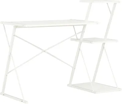 Productafbeelding van Bureau met plank, wit, 116 x 50 x 93 cm, computerbureau voor slaapkamer, woonkamer, werkplek, studeerkamer, computertafels