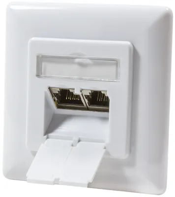 Produktbild von Logilink Cat.6A Anschlussdose, 2x RJ45,weiß, waagerecht