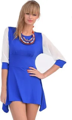 Produktbild von Damen Longshirt mit verlängerte Saumenden Top Tüll Ärme; S/M; Blau