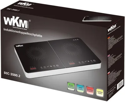 Produktbild von WKM Doppel-Induktionskochfeld Kochplatten 2000W+1500W DIC-3500.2 schwarz/silberfarben