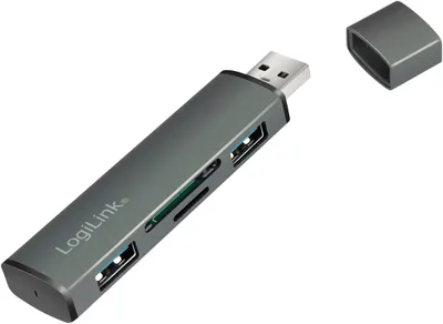 Obrázek produktu pro LogiLink Cardreader USB 3.2 Hub 2 porty šedý