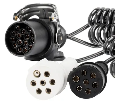 Zdjęcie produktu dla Przewód spiralny naczepy TIR 2x 7 PIN 15 PIN typ N/S 5m 24V AMIO-04381