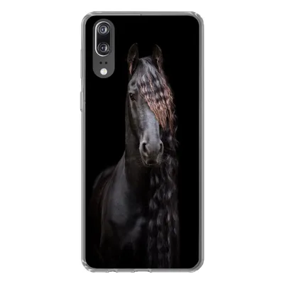 Produktbild von MuchoWow® Handyhülle Schutzhülle Hülle für Huawei P20 Pferde - Friesisch - Mähne - Schwarz - Tiere Silikon Softcase Handy Hülle - Hardcover