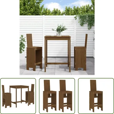 Image de The Living Store Ensemble de bar de jardin 3 pièces pin massif brun miel