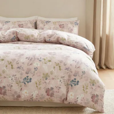 Productafbeelding van Beddengoedset, 200x220 cm, 3-delig, roze, aquarelbloemen, microvezel, gecertificeerd