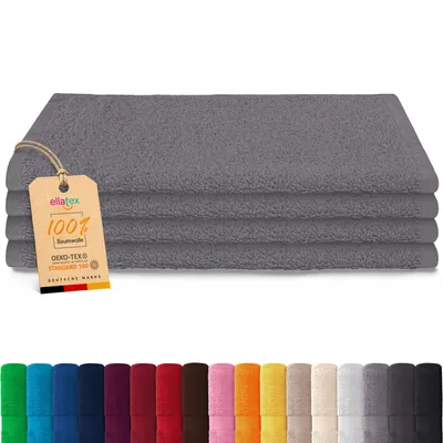 Produktbild von EllaTex PARIS 4er Set Seiftücher 30x30 cm – 100% Baumwolle, 500 g/m² Frottier, Vorteilspack, in Farbe: Smoky Grau