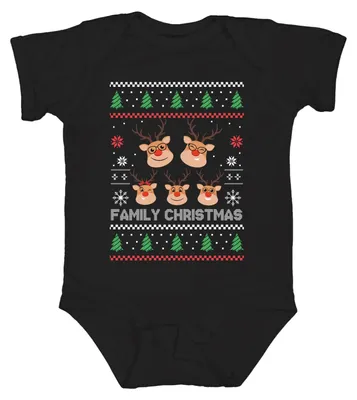 Productafbeelding van Familie Kersttrui - Kerstcadeau - Babyromper, zwart, maat 6/12 maanden