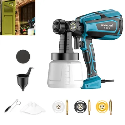 Produktbild von Akku Farbsprühsystem 1200ml,Elektrische Farbspritzpistole mit verstellbarer Strahl,3 Düsen und 3 Muster,Elektro Farbsprühgerät für Wand und Holz