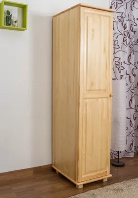 Produktbild von Kinderkleiderschrank aus Kiefer, 1-türig, natur, 190x47x60 cm, mit Kleiderstange