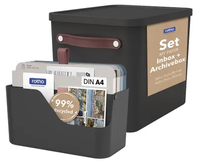 Productafbeelding van Rotho MyPaper Plus opbergbox A4, documentenorganizer set, zwart