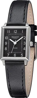 Produktbild von Regent Leder Damen Uhr Armbanduhr Quarz schwarz Lederarmband D2URF1316