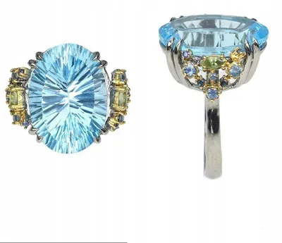 Produktbild von Ring mit 16,91 Karat Sky-Blue-Topas und Saphiren, R17 925