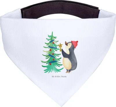 Produktbild von Mr. & Mrs. Panda Hunde Halstuch Pinguin Weihnachtsbaum - Weiß - Geschenk, Weihnachten, Hundehalstuch, Tuch, Winter, Hundetuch, Hund