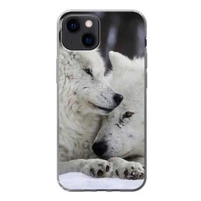 Produktbild von MuchoWow® Handyhülle Schutzhülle Hülle für iPhone 13 mini Wölfe - Schnee - Familie Silikon Softcase Handy Hülle - Softcase