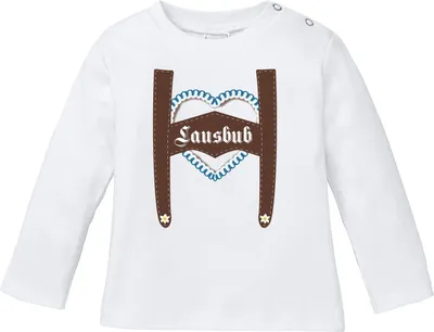 Produktbild von Langarm Baby Shirt Lausbub LangarmshirtBaumwolle lustiger Spruch Jungen Moonworks® weiß 56/62 (1-3 Monate)