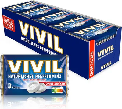Produktbild von VIVIL Natürliche Pfefferminzbonbons ohne Zucker | 20 x 3er Pack