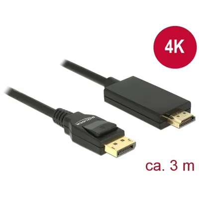 Produktbild von Kabel Displayport 1.2 Stecker > HDMI-A Stecker 3 m schwarz 4K Delock