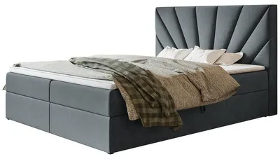 Produktbild von Boxspringbett Denver 180x200 mit Stauraum und Bonell-Matratze, Dunkelgrau,