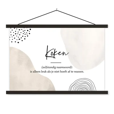 Produktbild von MuchoWow® Textilposter kochen - kochen definition - Sprichwörter - Wörterbuch - Zitate 60x40 cm mit schwarzem Rahmen - Hölzernes