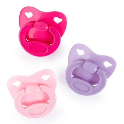 Image de Bayer Design 79104AA Ensemble de 3 sucettes, accessoires pour poupon, tétines Poupée, violet, rose