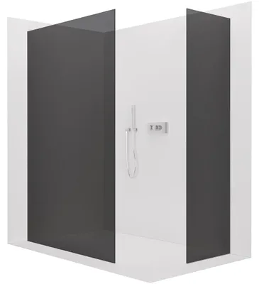 Produktbild von CERANO - Duschabtrennung Walk-in Crystal T, links/rechts - 10 mm - stützrahmenlos - Chrom, getöntes Glas (grau) - 100x100x200 cm