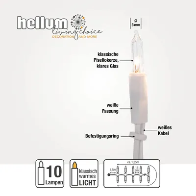 Immagine prodotto di Luci di fata per interni 10 luci calde trasparenti, illuminate 1,35 m, cavo bianco, spina