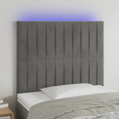 Produktbild von The Living Store LED Kopfteil Hellgrau 90x5x118/128 cm Samt