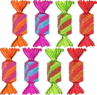 Produktbild von com-four® 8x Christbaumanhänger Bonbon - Weihnachtskugel Geschenkbonbon - Christbaumschmuck in Bonbon-Form für die Weihnachtsbaum-Dekoration - bruchfester Baumschmuck
