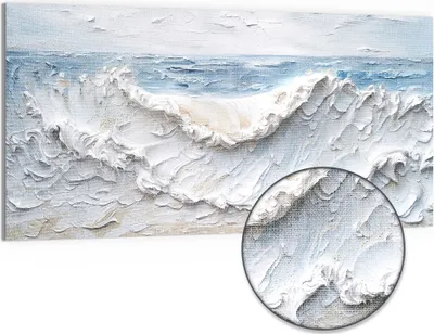 Produktbild von DEQORI Hybrid Leinwand Bild 100x50 cm 'Wogen der Stille' Wandbild Glas flach modern