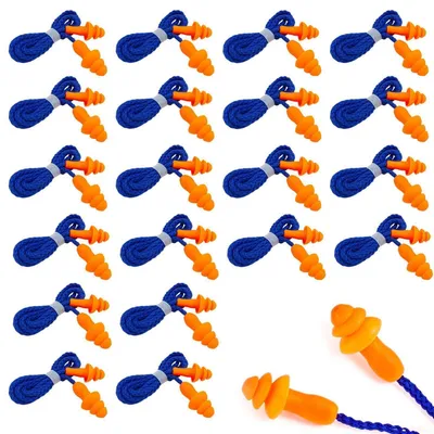 Produktbild von Ohrstöpsel mit Schnur, 40 Paar, Wiederverwendbar, Geräuschunterdrückung 25dB, für Schlafen, Arbeiten, Schwimmen, Reisen