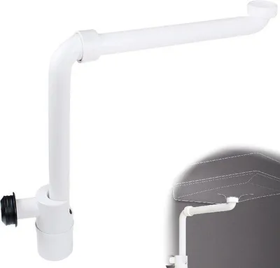 Obrázek produktu pro Prostorově úsporný 1 1/4palcový sifon pro vanu – s nastavitelnou odtokovou trubkou – bílý.