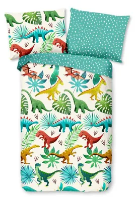 Productafbeelding van Good Morning Kinderdekbedovertrek "Dinos" - Multi - (140x200 cm) - 100% Katoen
